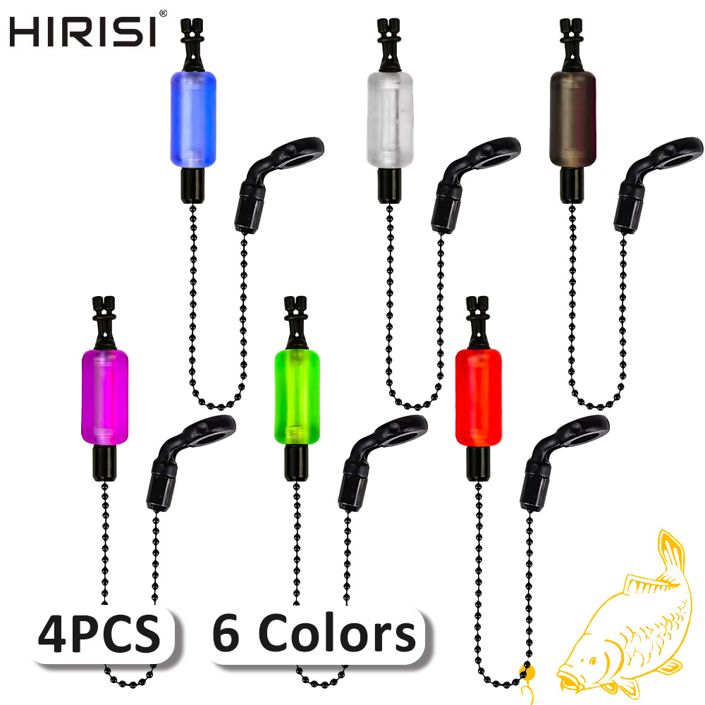 Fish Alarm - Hirisi 4 個釣りスインガーバイトインジケーター 6 色取り外し可能なチューブ蛍光耐久性のあるプラスチック鯉釣りボビンアクセサリー