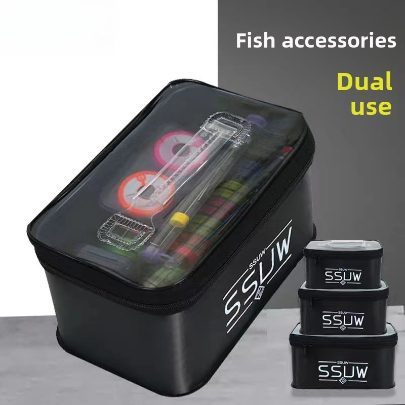 Fish Finder Case - ポータブルEVA釣り道具箱 大容量3L/5L/7L 生きた餌用収納容器 防水釣りアクセサリー収納ボックス