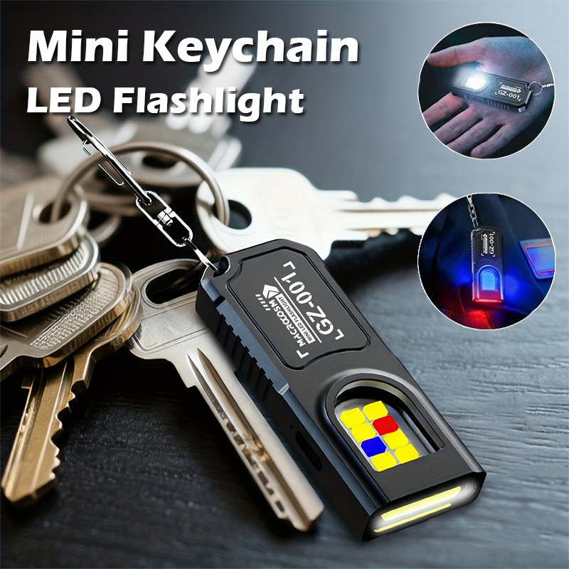 Fishing Light - 強力なミニCOB LEDキーホルダー懐中電灯、USB C充電式、吊り下げ作業灯、防水キーリング、キャンプ、ウォーキング、ポケットランプ