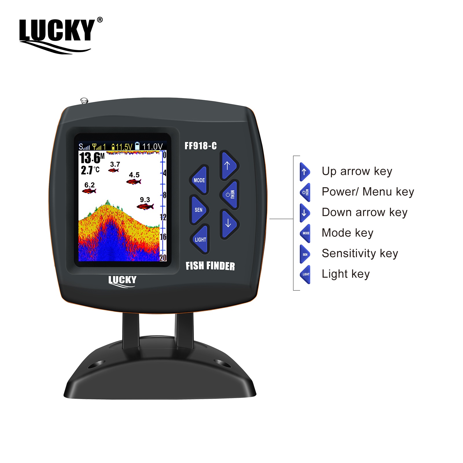 ラッキーFF918ワイヤレスリモコンボート魚群探知機300m - Fish Finder Gps のレビューと価格