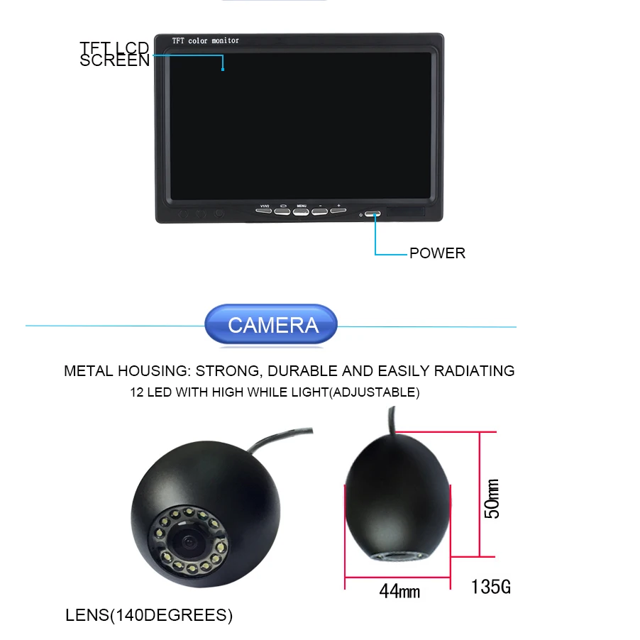 20mケーブル 7インチ 1000TVL HD防水水中釣りカ - Fishing Camera のレビューと価格